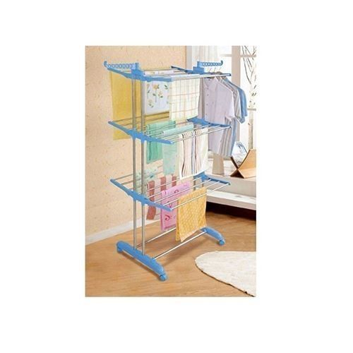 product_image_name-Generic-Séchoir Inox 3 Niveaux Multifonction Avec Roues Pour Sécher Des Vêtements – Bleu-4