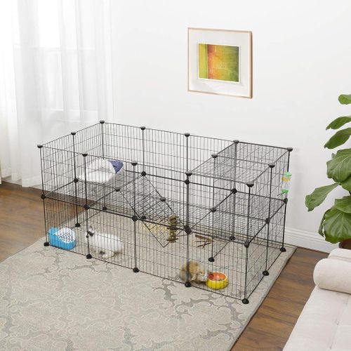 LASA Enclos pliable pour petits animaux avec plateformes - Noir - image 3