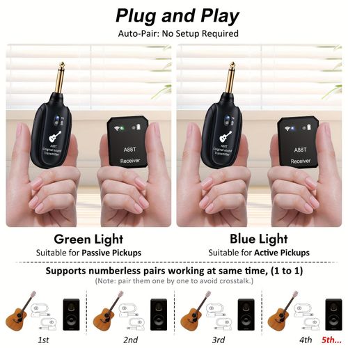 product_image_name-Generic-Système émetteur-récepteur audio sans fil pour guitare A88T, transmission audio numérique à faible latence 2,4 GHz pour guitare électrique, basse et moniteur intra-auriculaire-2