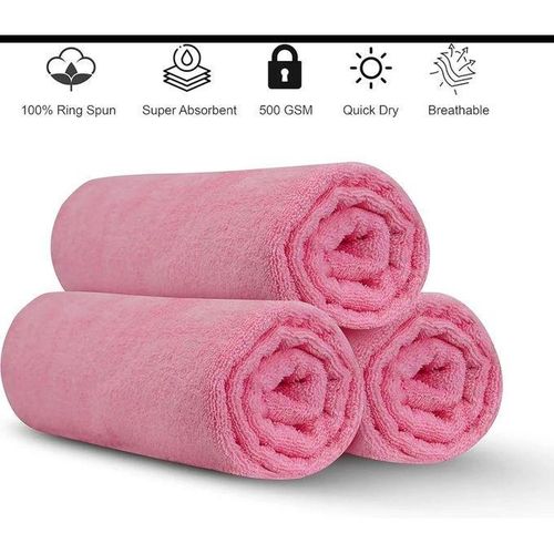 product_image_name-Generic-Lot De trois Grandes Serviettes De Bain rose Motif Multiple-2