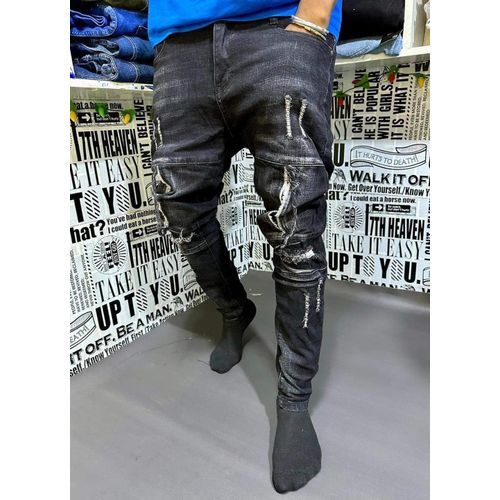 Jean noir homme on sale dechire