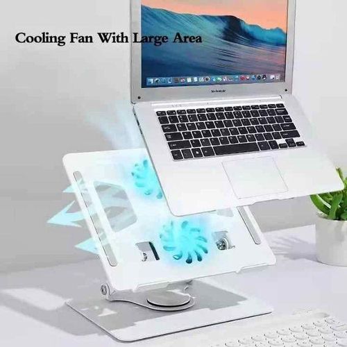 Generic Support Pc Portable Blanc Avec Refroidisseur Rotative 360 Degrés