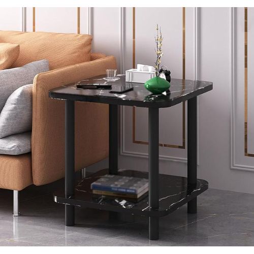 Generic Table d'appoint en bois à motif marbre - Noir - image 3