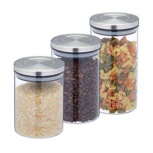 Generic Lot de 3 bocaux en Verre, Couvercle INOX, Bocal Conservation,