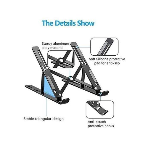 Generic Agréable Support pour ordinateur portable en métal noir - image 2