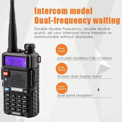 Baofeng UV-5R Talkie-walkie FM Radio Avec Double Bande-Noir - Prix pas cher