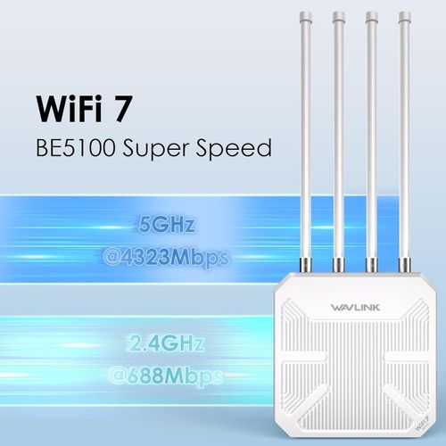 WAVLINK Point d’Accès Extérieur WiFi7   BE5100 Longue Portée