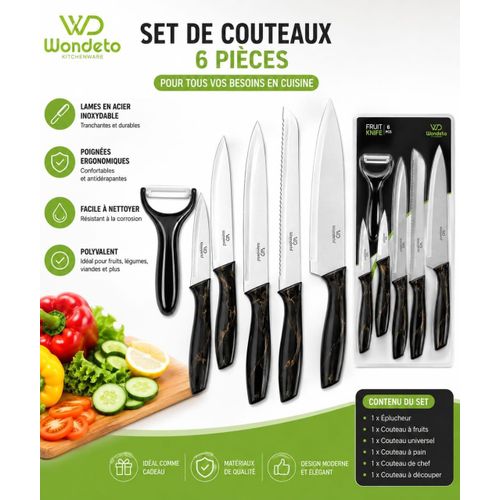 Generic Set de Couteaux de Cuisine 6 Pièces – Acier Inoxydable