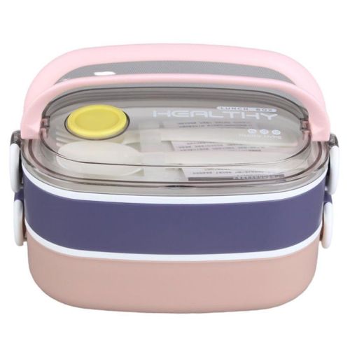 Generic Lunch Box Double Compartiment avec Boîte Intérieure en PP et Couverts - image 2
