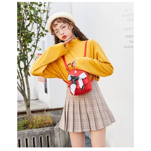 product_image_name-Oem-Petit Sac à Dos Simili Cuir Rouge Avec Petit Foulard En Soie-3