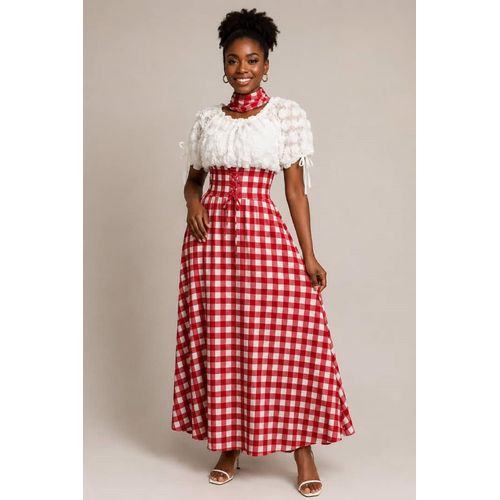 Fashion Robe Dame Class - Rouge blanc