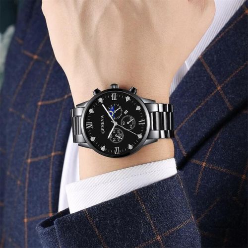product_image_name-Fashion-Men Watch Versatile Business Belt Quartz Watch Bracelet Set-4