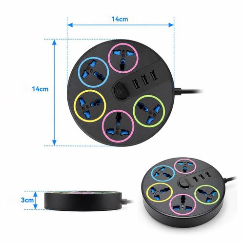 Generic Multiprise ronde avec ports USB (câble de 2M) - image 3