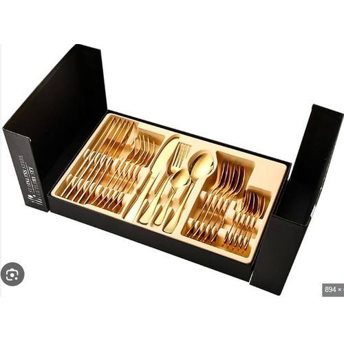 product_image_name-Generic-Set de Couverts Dorés en Acier Inoxydable avec Boîte de Rangement-2
