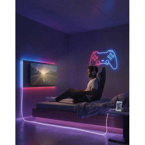 product_image_name-Generic-Ruban LED Néon Flexible 5M - 12V - Changement de Couleurs RGB - Télécommande Incluse - Décoration Intérieure-2