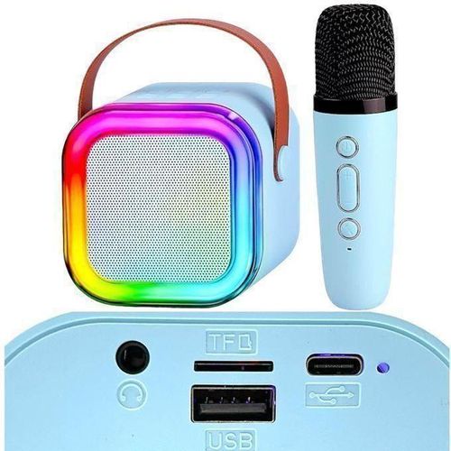 product_image_name-Generic-Mini Haut-parleur De Karaoké Bluetooth Avec Microphone Sans Fil Et Lumières-2