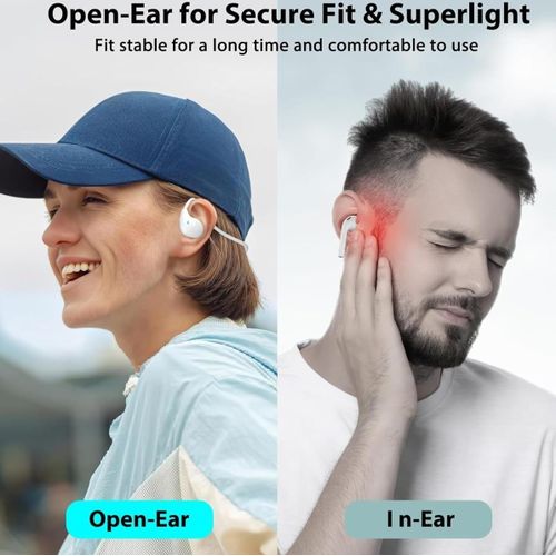 Generic Écouteurs Sans Fil Sport Oreille Ouverte - Casque à Conduction Aérienne Bluetooth - Autonomie 8H - Blanc - Idéal Running, Cyclisme, Bureau - image 3