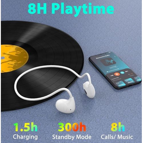 Generic Écouteurs Sans Fil Sport Oreille Ouverte - Casque à Conduction Aérienne Bluetooth - Autonomie 8H - Blanc - Idéal Running, Cyclisme, Bureau - image 7