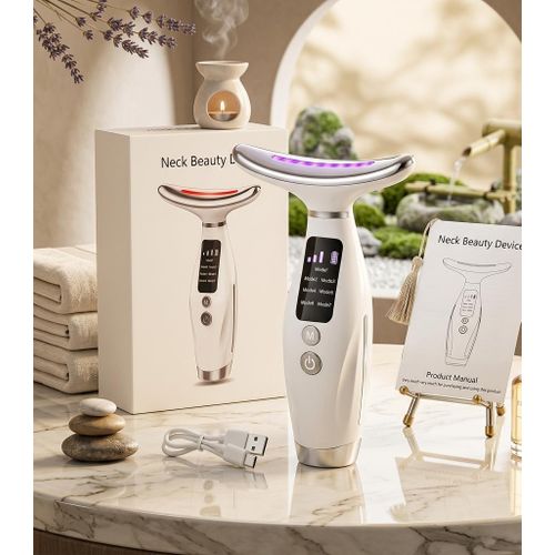 product_image_name-Generic-Appareil de beauté visage et cou avec 7 lumières LED de couleurs, massage par vibration, amélioration des rides du cou, appareil de lifting du visage, 7 modes, 3 niveaux-1