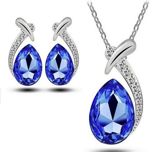 product_image_name-Fashion-Boucles D'Oreilles + Collier - Bleu-1