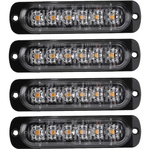 product_image_name-Generic-Lot de 4 barres lumineuses LED orange ambre pour feux stroboscopiques d'urgence de secours en voiture - Jaune-6