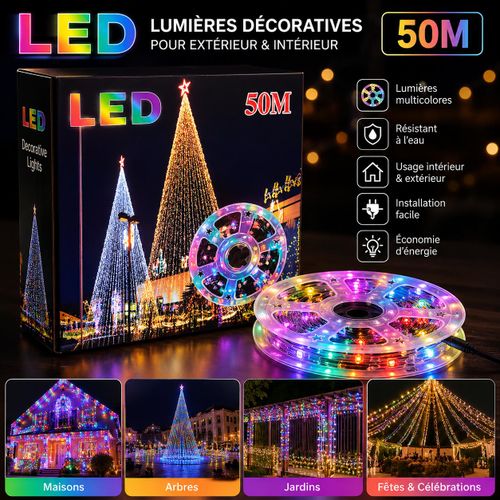 Generic Guirlande Lumineuse LED Décorative Multicolore 50M – Intérieur & Extérieur