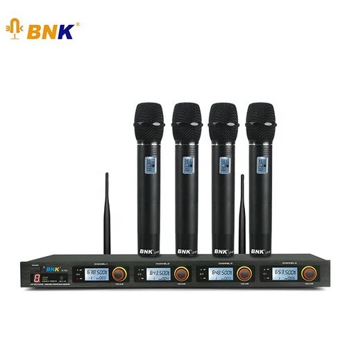 Système de microphone sans fil UHF,4 micros dynamiques à main