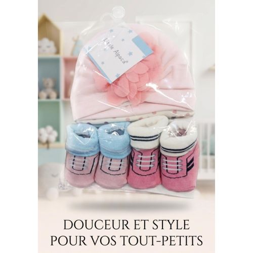 Fashion Ensemble Naissance Bonnet et Chaussons - image 2
