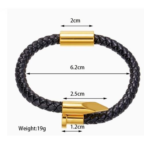 Generic Collection de 2 Bracelets en Cuir Tressé et Acier inoxydable - image 2