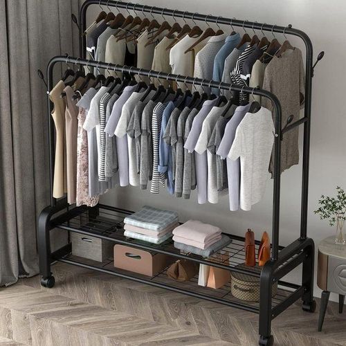 Generic Porte-manteau Double Couche à Double Tige - image 5