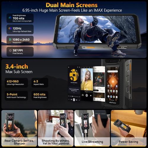 product_image_name-Ulefone-Armor 30 Pro Telephone Portable Incassable 5G Double Écran, 32GB+512GB/2TB, 6,95" FHD+ 120Hz+3,4" Écran Secondaire, 12800mAh 66W, 50MP+64MP+32MP, Android 14 Smartphone Incassable, WiFi 6E/NFC-7