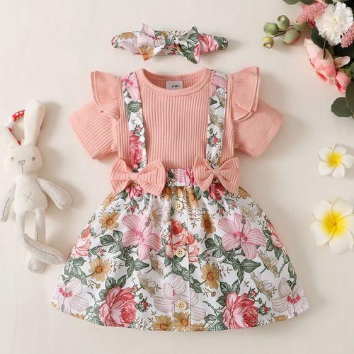 Gukbis 3pcs T shirt Manches Courtes Bebe Fille Jupe bandeau Nouveau ne ensemble De Vetements Bebe Fille Prix pas cher Jumia CI