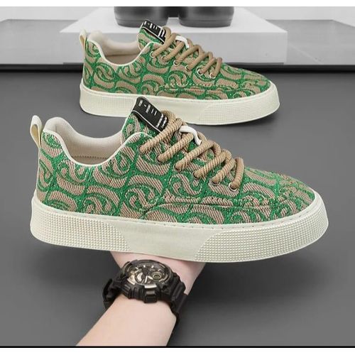 product_image_name-Fashion-Baskets Urbaines à Motif Jacquard Vert et Beige-1