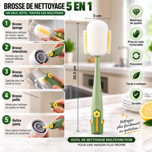Generic Brosse Multifonctionnelle pour Bouteilles et Verres 5-en-1 - image 2