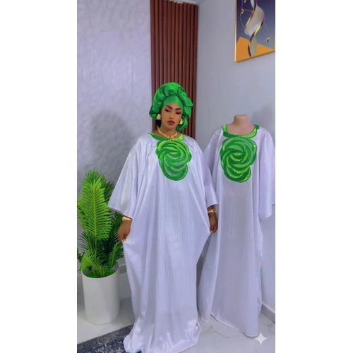 product_image_name-Fashion-Jolie boubou Pour Femme Class VERT/BLANC-1