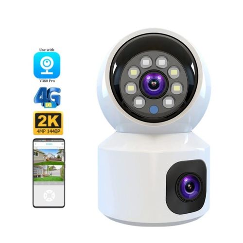 Generic  Wifi Smart Camera - 1080P- IP Rotative 360° Double objectif 4G