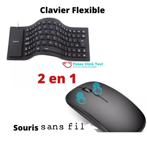 Generic CLAVIER FLEXIBLE + Souris Sans Fil Rechargeable - Prix pas cher