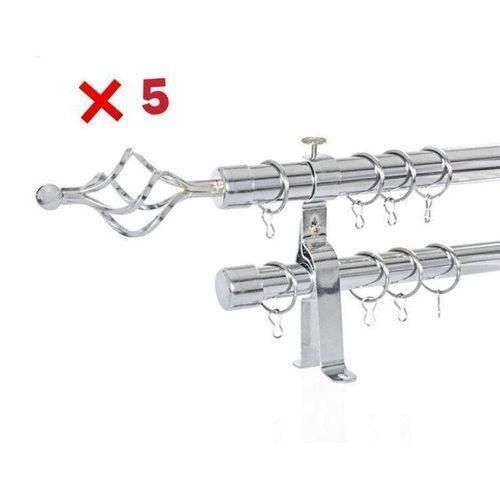 Generic Lot De 5 Tringles à Rideaux Extensible 1m20 à 2m- argent