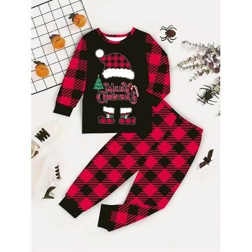 product_image_name-Fashion-Deux Pièces Pour Hommes Noël Luge Imprimé Manches Longues - Noir-1