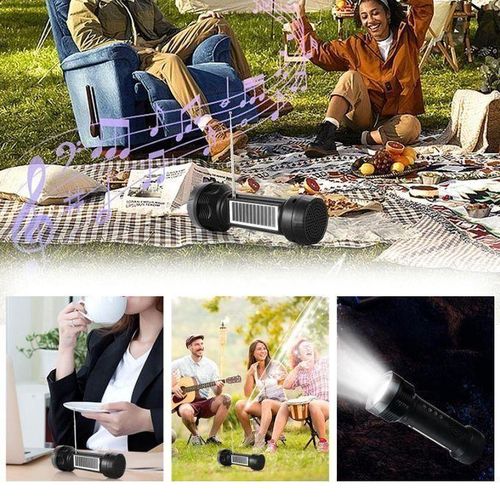 Generic Super Lampe de poche LED à charge solaire multifonctionnelle avec haut-parleur Bluetooth... - image 5
