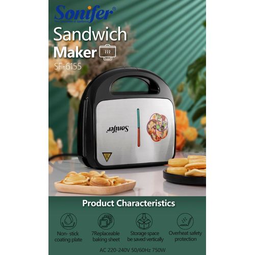 product_image_name-Sonifer-Appareil De Cuisine Multifonction 7 en 1 Pour Petit-Déjeuner, Mini-Gaufrier Et Sandwichs-4
