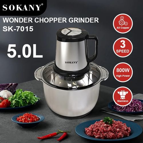 Mini hachoir Électrique à viande Avec Bol Acier Inox 3L, robot mixeur petit  Avec 2 niveaux de vitesse et 4 Lames en inox SOKANY 800W