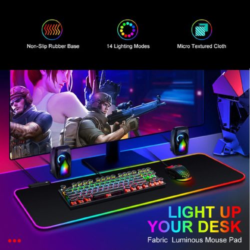 Tapis de souris LED - Tapis de souris gaming - Accessoire informatique - 10  modes de