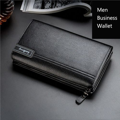 la couleur noire Portefeuille Double couche en cuir PU pour hommes et  femmes, pochette de rangement pour pièces de monnaie, porte-cartes de  crédit