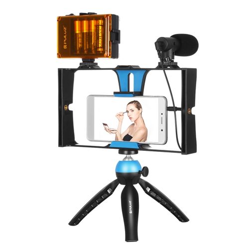 Trépied photo,Mini trépied avec Microphone et lumière LED, support