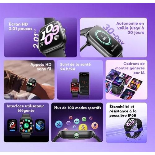 Oraimo _Watch 6 Lite – Montre Connectée 2,01 Pouces avec Interface Élégante et Appels Bluetooth - image 4