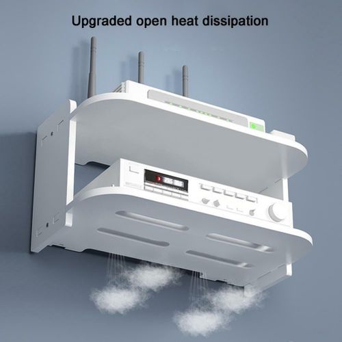 product_image_name-General-Étagère Murale Deux Couches Routeur Boîte De Rangement Décoration - 50CM -2