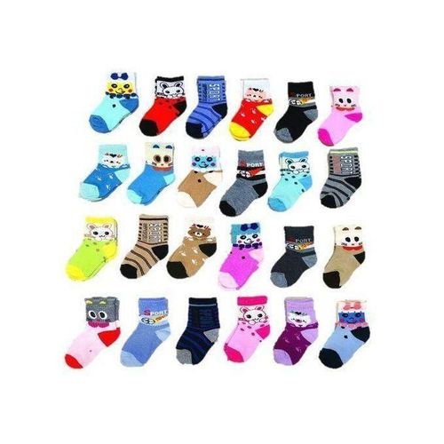 product_image_name-Generic-(24 Paires) Chaussette Bébé Fille Et Garçon En Coton Avec 03 Genouillères Bébé VV-3