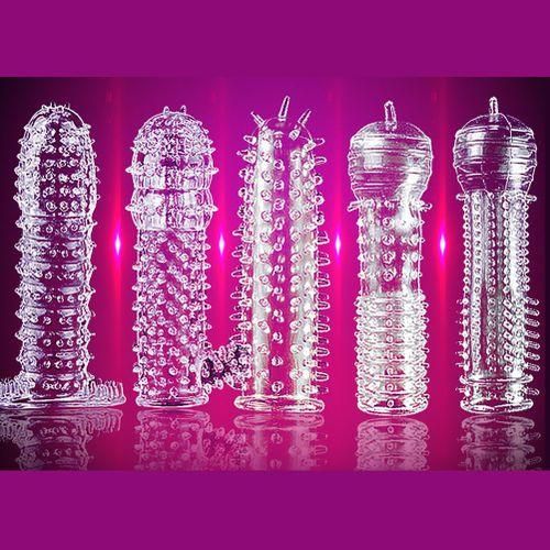 product_image_name-RUNSONE-5in1 Penis Sleeves Cock Enlarger Extender Ring Silicone Condom Sex Toys For Men-7