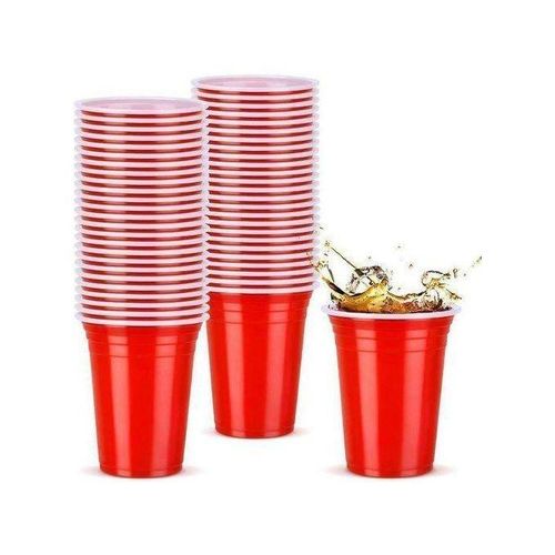 Generic Agréable Lot De 50 Gobelets Réutilisables En Plastique Rouge - image 2